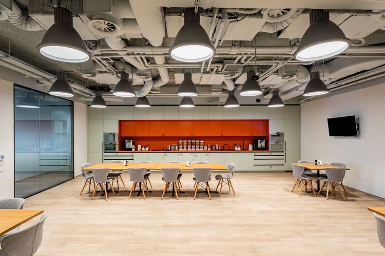 The kitchen space of the office in Warsaw