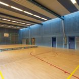 Soundblox® blocks painted blue in the sports hall